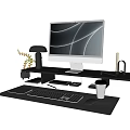 Stylish Decorative Ornament Combination For Modern Desk With Lamp Green Plant And Stationery