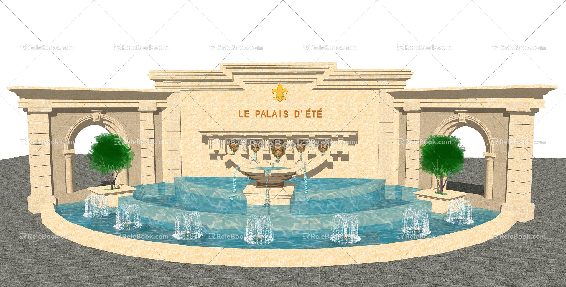 European-style fountain sketch 3d model