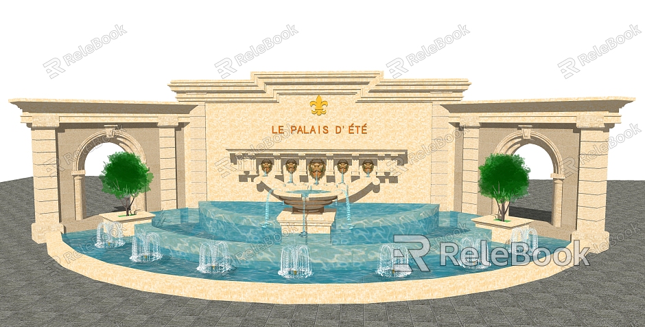 European-style fountain sketch model