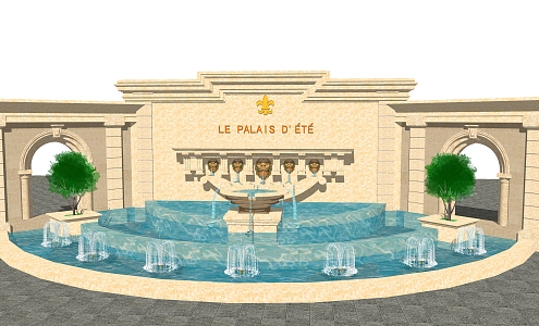 European-style fountain sketch 3d model