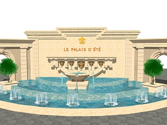 European-style fountain sketch 3d model