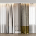 Modern simple curtain fabric curtain milk tea curtain gray curtain color matching curtain 3d model