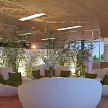 Hotel Public Lounge Area Featuring Living Plant Wall Large Windows And Modern Pendant Lights