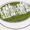 Commercial Equipment For City Model Display With Circular Tray Green Grass And White Buildings