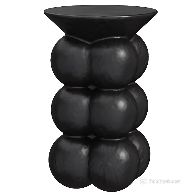 Black Spherical Stacked Coffee Table With Modern Sculptural Design Elements 3d model