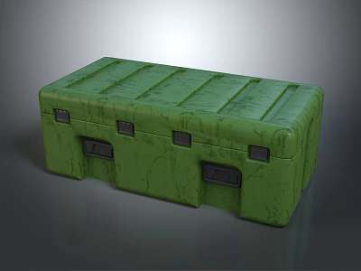 Green Storage Box with Textured Surface and Black Latches for Secure Storage 3d model