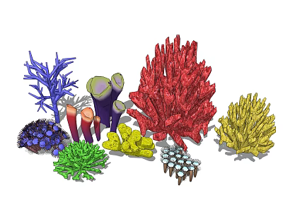 Colorful Aquatic Animals Thriving in Vibrant Coral Reef Marine Ecosystem Habitats 3d model