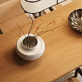 Modern Tea Room Interior With Wooden Table Chairs Hanging Lamp And Decorative Painting