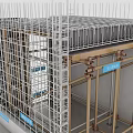 Construction Scaffolding And Formwork Support System With Metal Frames And Concrete Wall 3d model