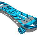 Blue And Black Patterned Skateboard With Unique Design And Durable Wheels For Sports Enthusiasts