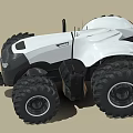 Modern White Agricultural Tractor With Large Black Tires And Sleek Design