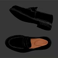 Classic Black Leather Loafer Shoes with Orange Lining and Sleek Design