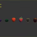 Glossy Assorted Fresh Berries Arranged in Row With Blue Red and Black Hues