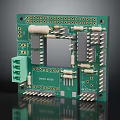 High Quality Green Development Circuit Board With Electronic Components Microchips Resistors And Connectors 3d model