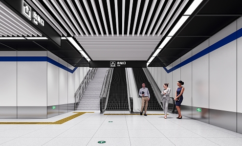 underground passage of modern subway station 3d model