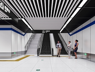 underground passage of modern subway station 3d model