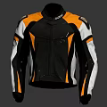 Gray Orange And White Motorcycle Jacket With Protective Panels And Stylish Design