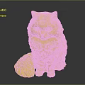 White Long Haired Cat Statue With Green Eyes Sitting On Dark Background 3d model