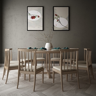 Modern Dining Table and Chair Combination 3d model