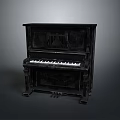 Classic Black Upright Piano With Wooden Frame And White Keys