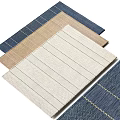Square Rugs Featuring Blue Beige Brown Tones With Woven Striped Patterns 3d model
