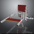 Adjustable Mechanical Workbench With Red Surface White Metal Frame And Wheels