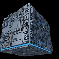 Smart Machine Cube Structure With Intricate Mechanical Components And Blue Accent Lines 3d model