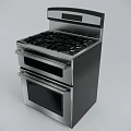 Modern Stainless Steel Gas Stove With Double Oven And Control Panel Kitchen Appliance