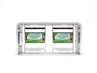 Modern Bus Station Design With Large Billboards Seats And Information 3d model