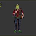 A Man In Red Shirt Brown Vest Blue Jeans And Sneakers Gesturing Against Gray Background
