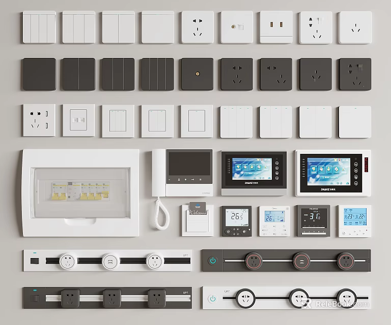 Assorted Switch Panels And Smart Home Control Devices On 3d model 