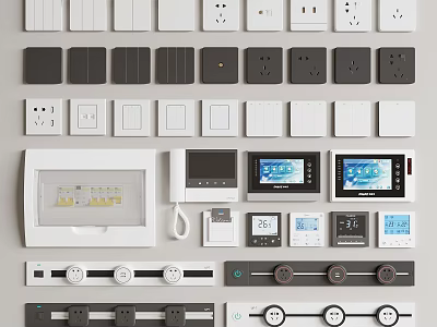 Assorted Switch Panels And Smart Home Control Devices On 3d model