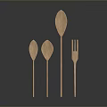 Wooden Kitchen Utensils with Spoons and Fork for Daily Household Use