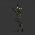 Humanoid Robot With Black And Gold Mechanical Structure And Articulated Limbs