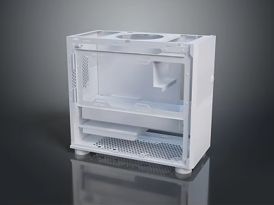 White Computer Case Transparent Design With Internal Structure Shelves And Vents For PC Components 3d model