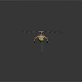 Orange Twin Rotor Helicopter Detailed Model Design With Rotor Blades And Landing Gear