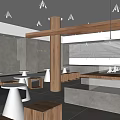 Coffee shop multi-person sofa dining table and chair chandelier sharing table coffee table side table low stool 3d model