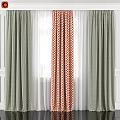 Green Checkered Curtains With White Sheer And Orange Patterned Design For Home Window