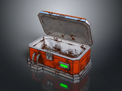 Orange Daily Life Supplies Box With Open Lid Rust And Green 3d model
