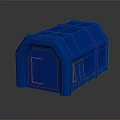 Blue Simple Tent With Sleek Design Featuring Door And Window On Dark Background