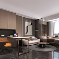 Modern Apartment Interior With Workspace Living Area And City View