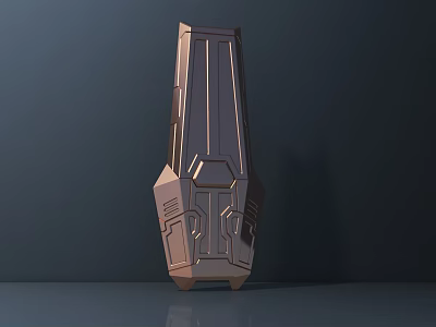 Modern Metal Sculpture Carving With Geometric Patterns And Shiny Surface On Dark Background 3d model