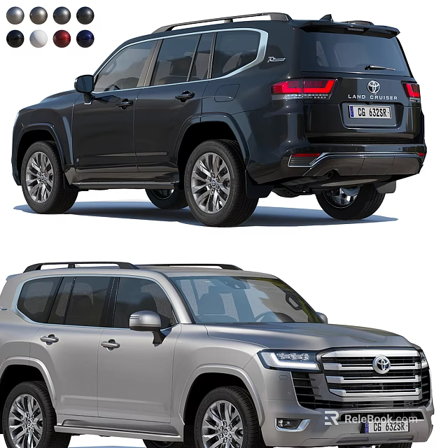 Toyota SUV Models In Black And Silver Exterior With Modern Design Features 3d model 