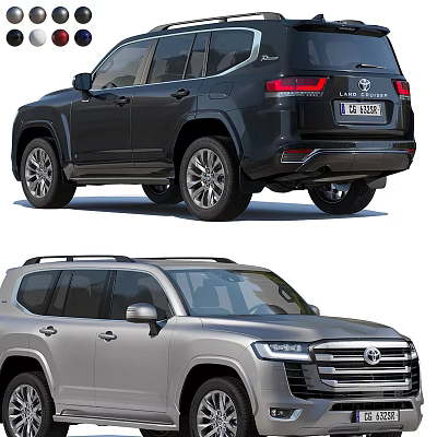 Toyota SUV Models In Black And Silver Exterior With Modern Design Features 3d model