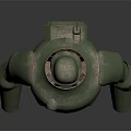 Green Armor Clad Figure Sculpture With Intricate Carved Back Details