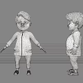 Cartoon Game Movie Character Boy Wearing Blue Jacket Purple Pants and Red Shoes