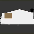 Cartoon Scene of White House Model With Red Roof Black Chimneys and Balcony White Railings