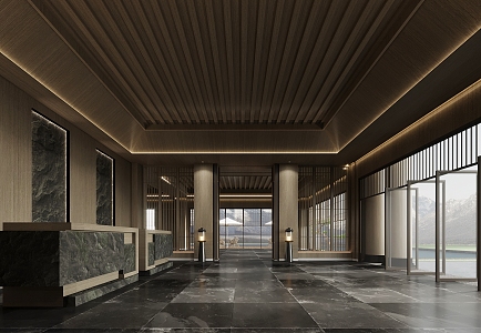 New Chinese Hall Hotel Lobby 3d model