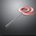 Pink And White Swirl Lollipop With White Stick And Smooth Surface On Black Background
