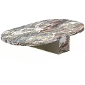 Modern Oval Coffee Table With Marbled Veined Surface And Sturdy Support Base 3d model